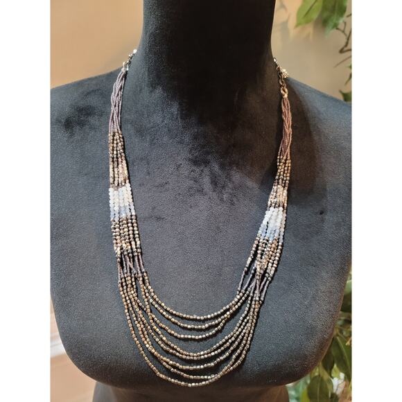 Women's Multi Strand Beaded Necklace With Faceted Beads And Lobster Clasp Design - Picture 2 of 7